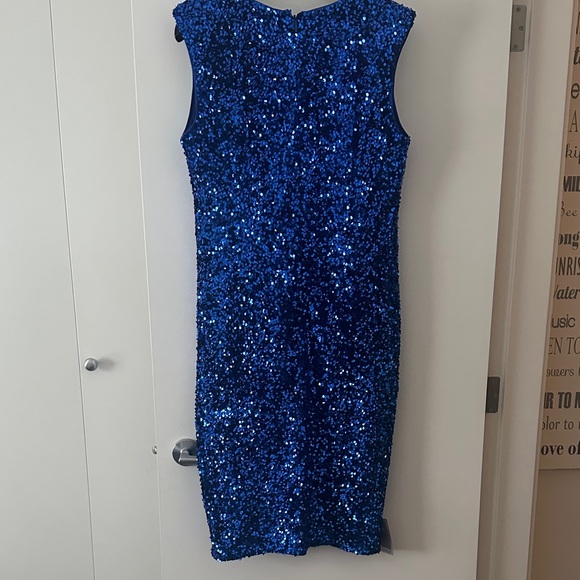 Le Chateau Blue Sequin Midi Dress - Picture 3 of 4